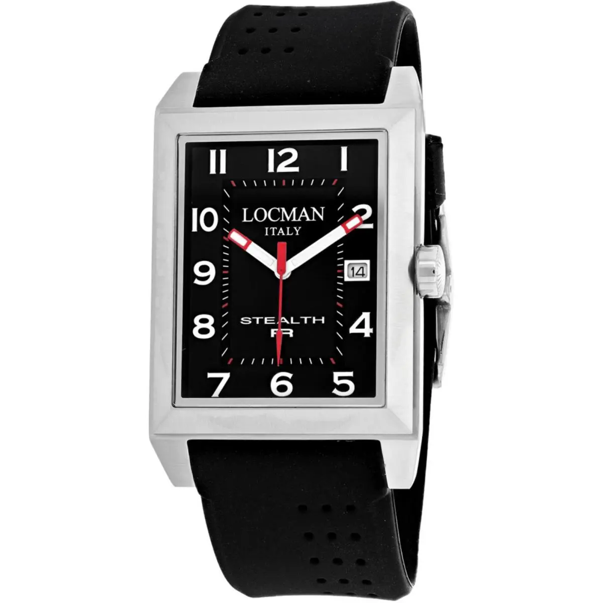 Locman Men`s Watch Stealth Quartz Steel Case Black Dial Silicone Strap 240BK2BK