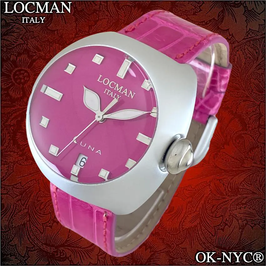Locman Luna Ref 041 Watch Alligator Strap W/r 3 Atm Date Aluminum Case 41 mm