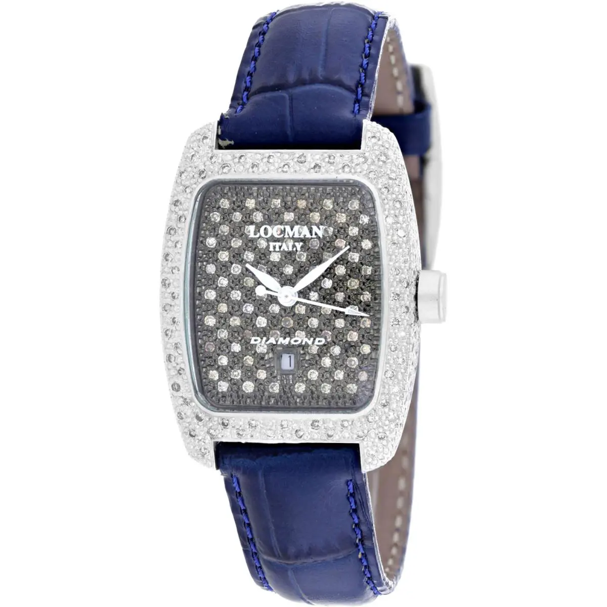 Locman Women`s Watch Diamond Quartz Grey Dial Blue Leather Strap 485DLDC/BL