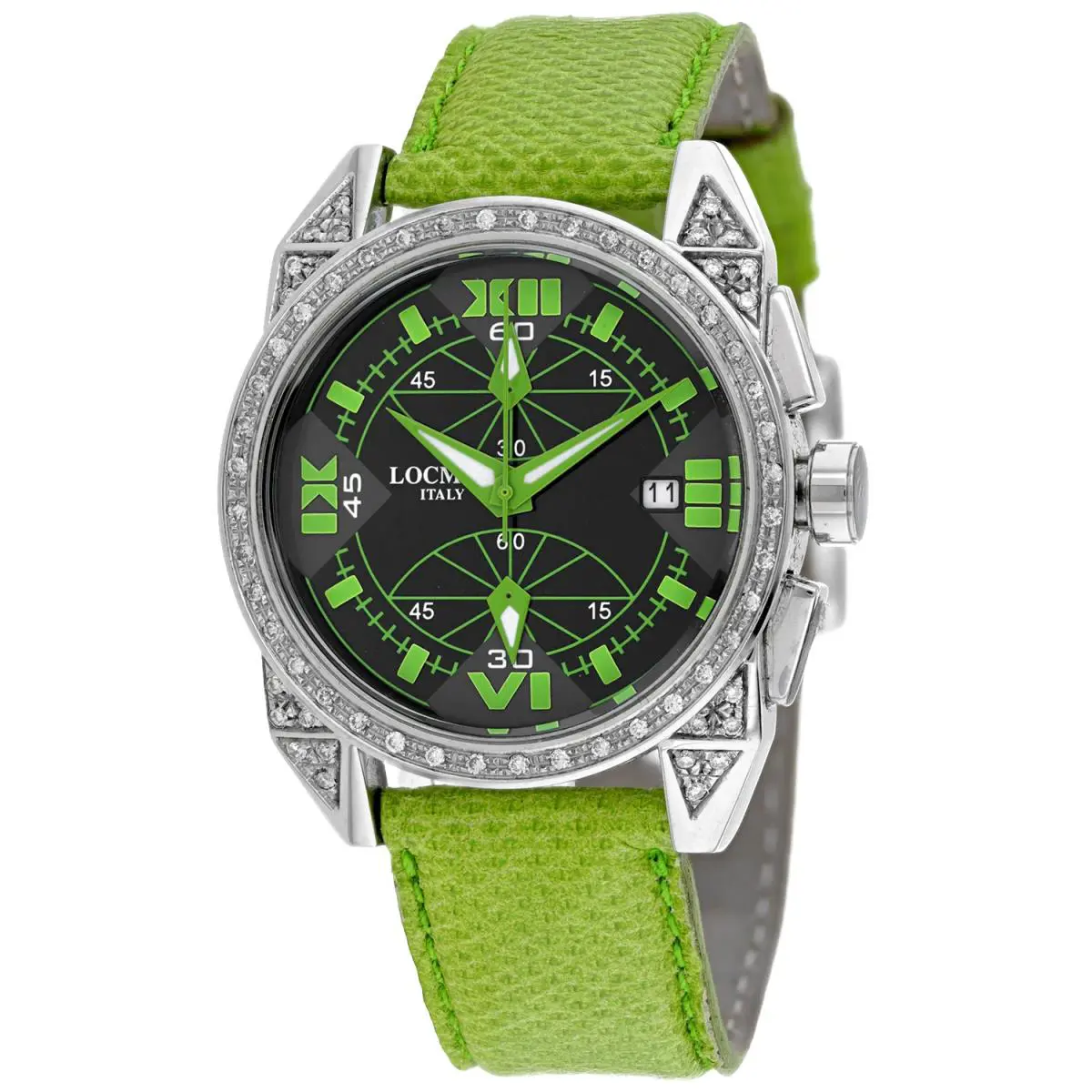 Locman Women`s Diamond Cavallo Pazzo Black Dial Watch - 161BKGRDC/GRKS