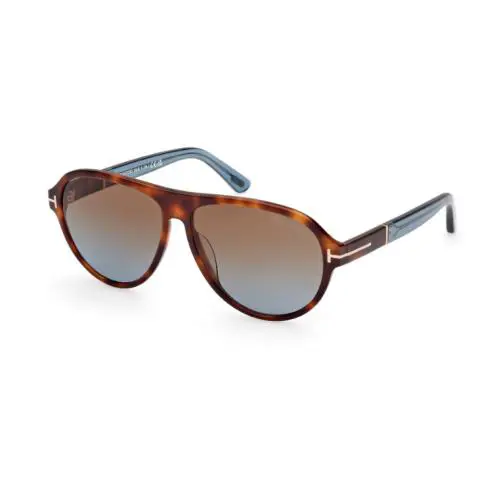 Quincy FT1080 53F Havana-light Blue/brown Gradient Men`s Sunglasses by Tom Ford