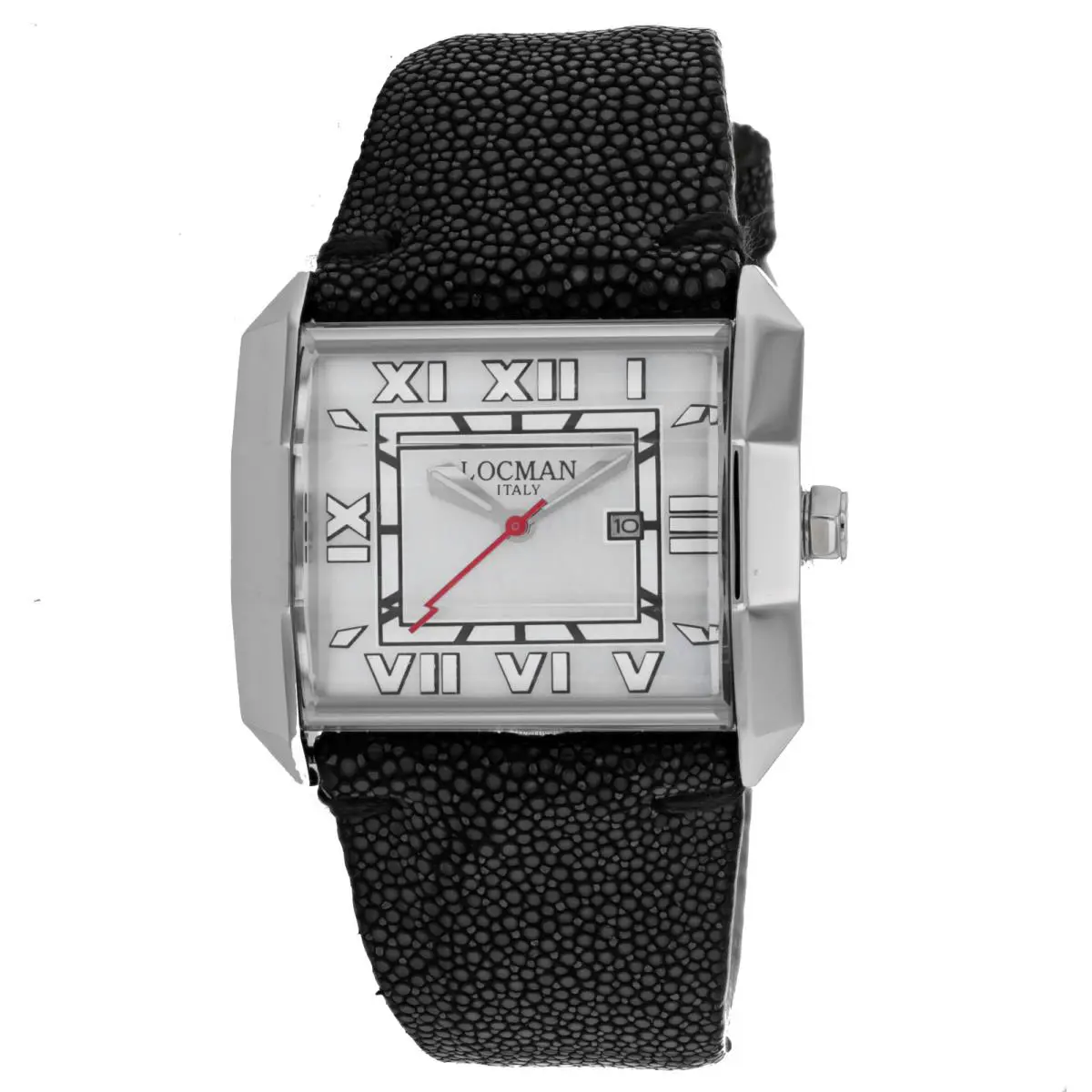 Locman Men`s Diamond Otto White Dial Watch - 232MOPWH/BK Stg