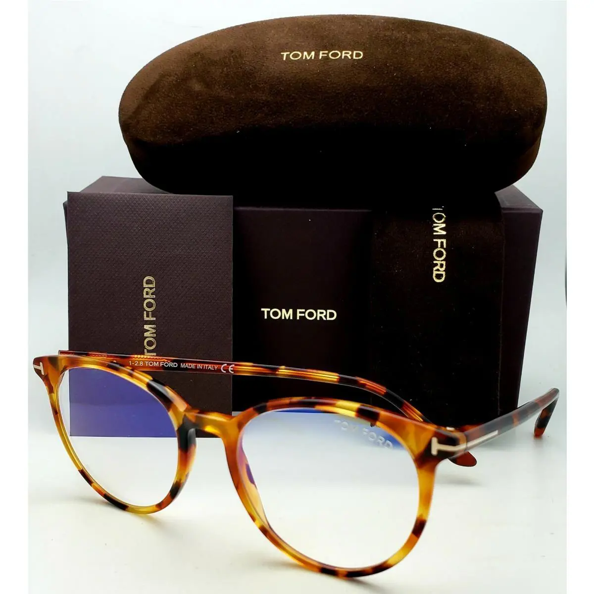 Tom Ford Classic Eyeglasses TF 5575-B 056 53-18 Round Havana Tortoise Frames