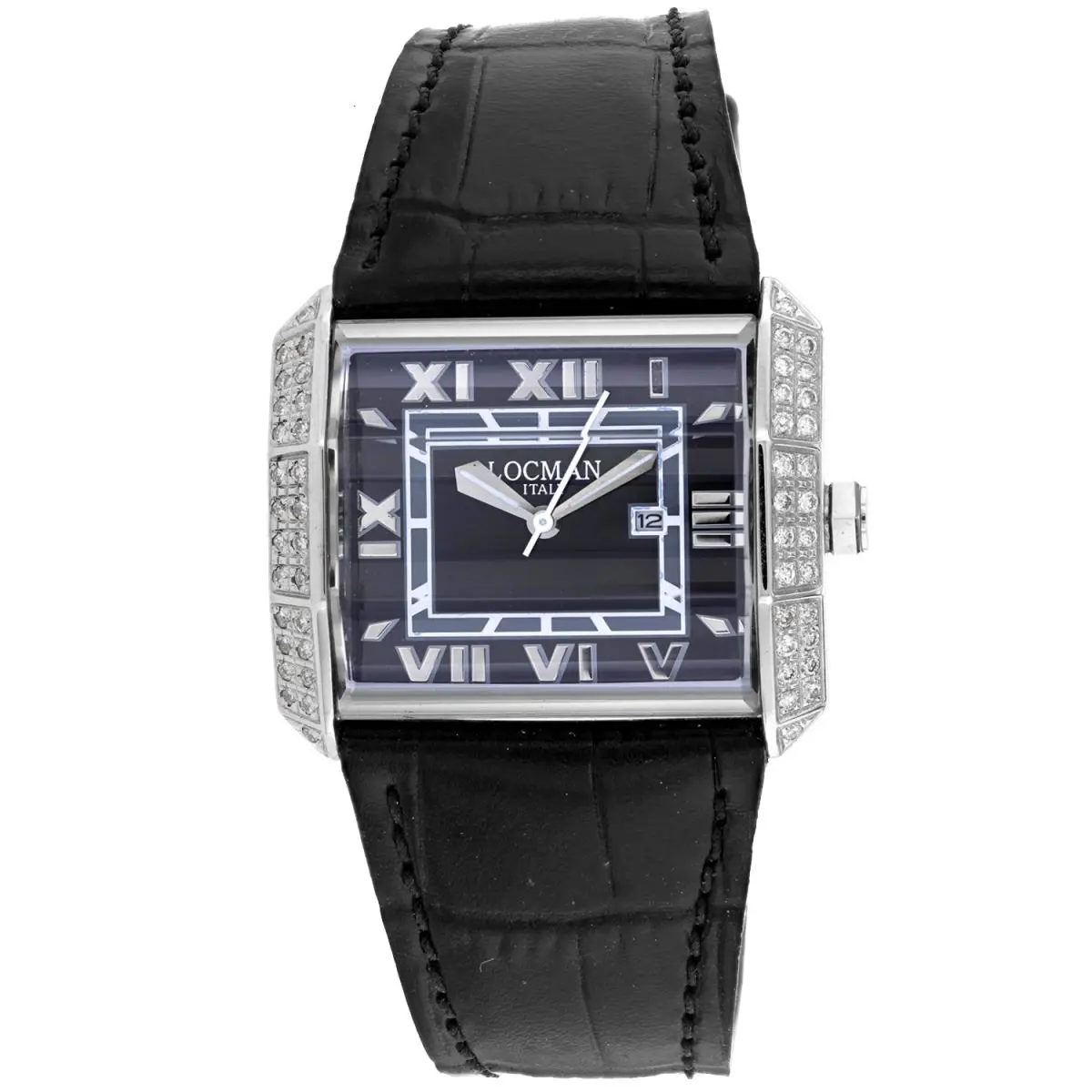 Locman Women`s Diamond Classic Diamodns Black Dial Watch - 232BK2DC/BKLE by Locman Italy