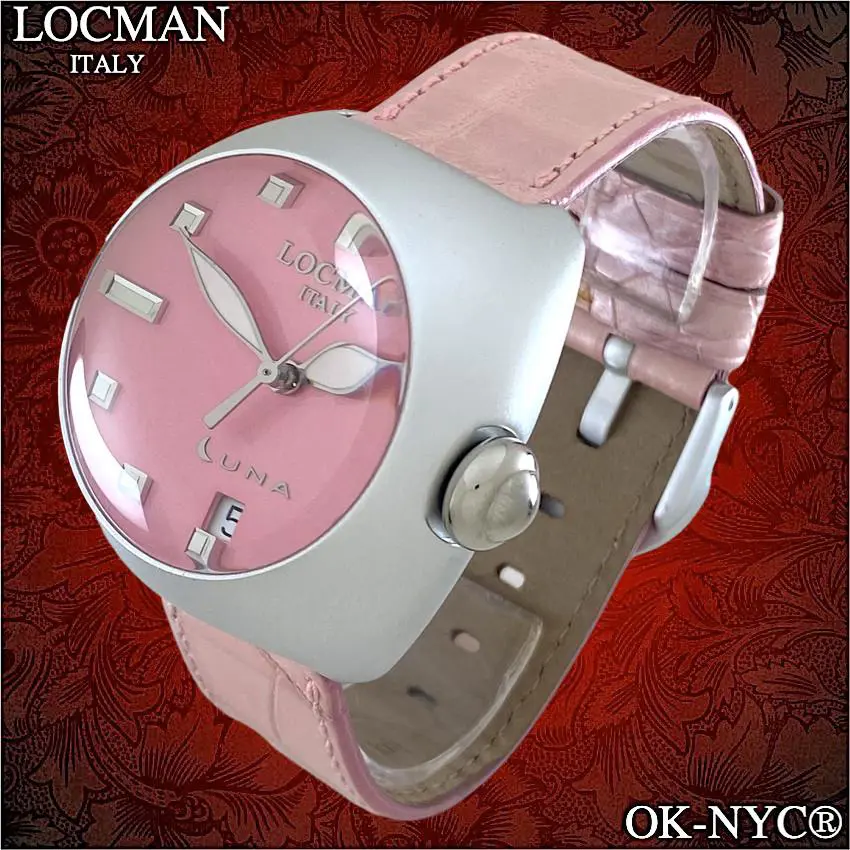 Locman Luna Ref 041 Watch Alligator Strap W/r 3 Atm Date Aluminum Case 41 mm