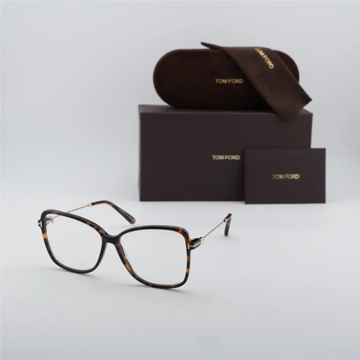 Tom Ford FT5953-B 052 Dark Havana/clear Blue Light Block 55mm Eyeglasses