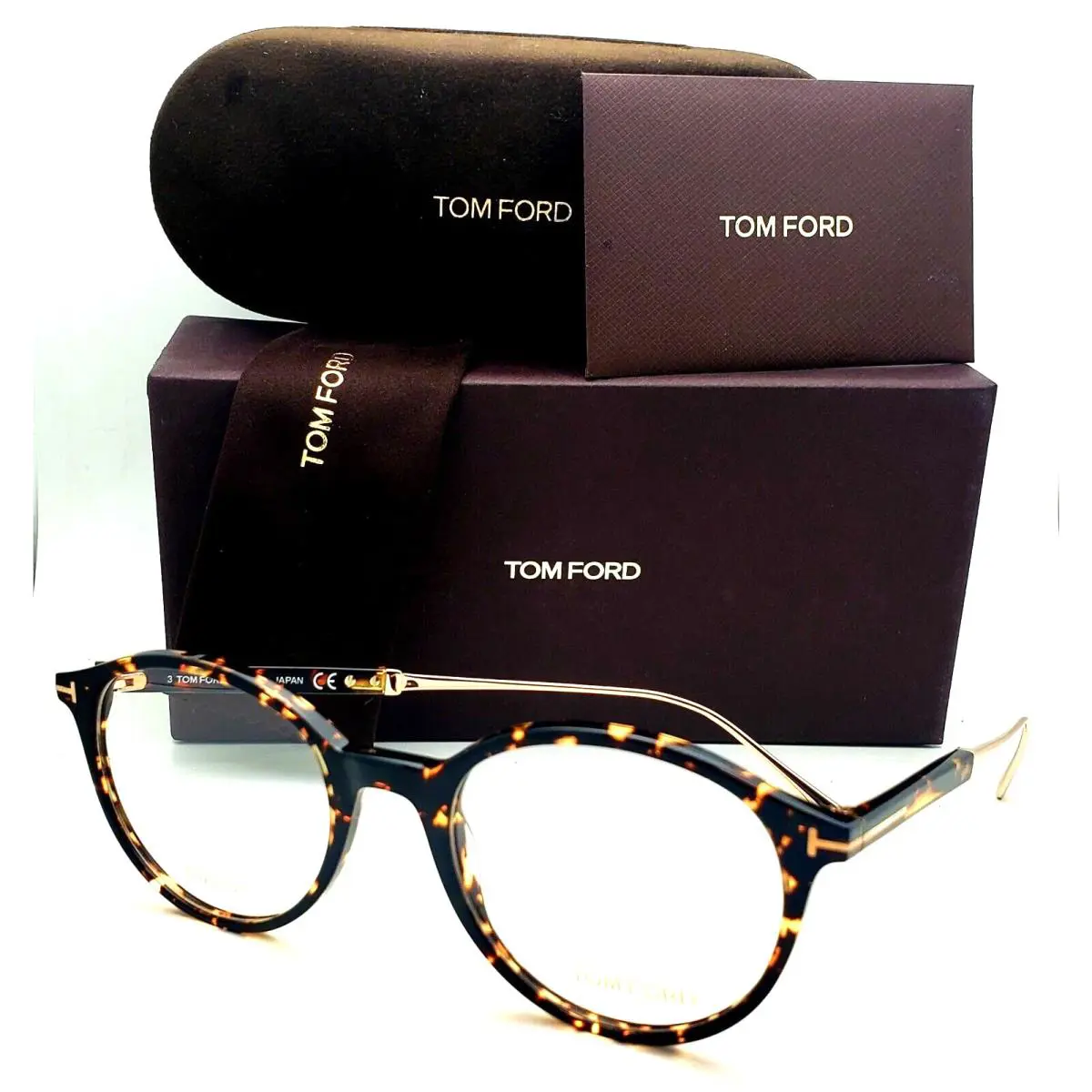 Tom Ford Classic Eyeglasses TF 5485 056 51-20 Tortoise Gold Titanium Frames