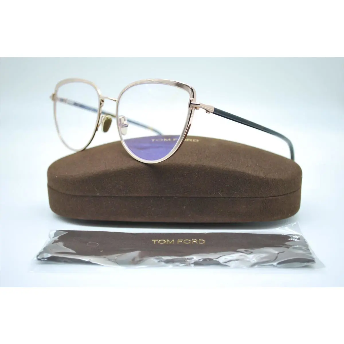 Tom Ford TF 5741-B 028 Gold Blue Block Eyeglasses Frames 55-17