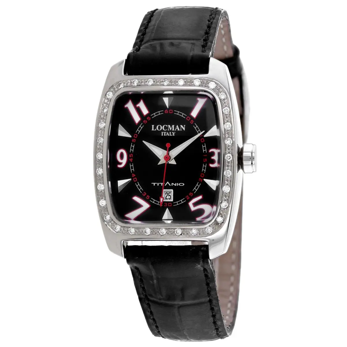 Locman Women`s Diamond Titanio Black Dial Watch - 483RDK2D/BK by Locman Italy