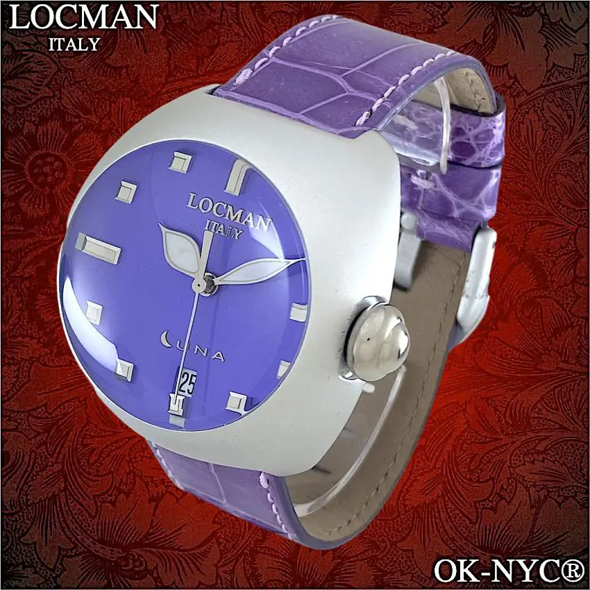 Locman Luna Ref 041 Watch Alligator Strap W/r 3 Atm Date Aluminum Case 41 mm