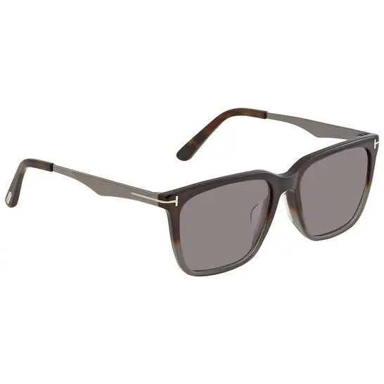 Tom Ford Garrett Smoke Rectangular Men`s Sunglasses FT0862 56C - Frame: Havana, Lens: Smoke mirror