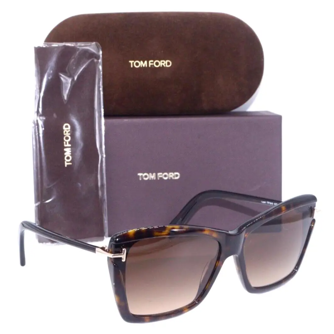 Tom Ford Leah TF 849 52F Havana W/brown Gradient Lens Sunglasses 64-15