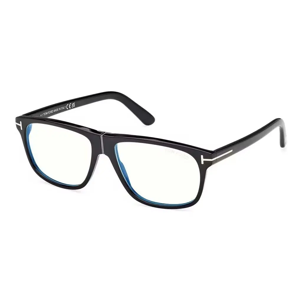 Tom Ford Square Eyeglasses FT 5978 B 001 Black Frame Blue Block Lens 56mm