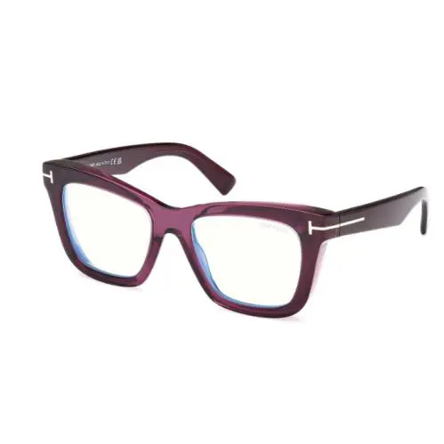 Tom Ford FT5881 081 Shiny Violet/blue Block Square Women`s Eyeglasses