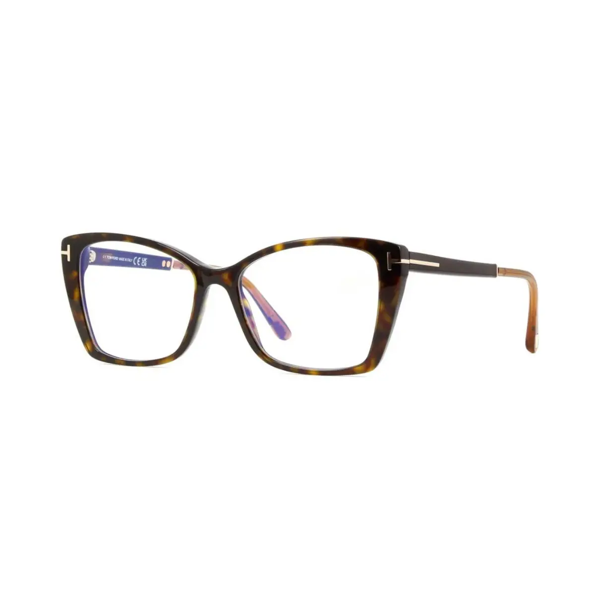 Tom Ford FT5893-B Blue Block Dark Havana with Brown Crystal 052 Eyeglasses - Frame: Dark Havana With Brown Crystal
