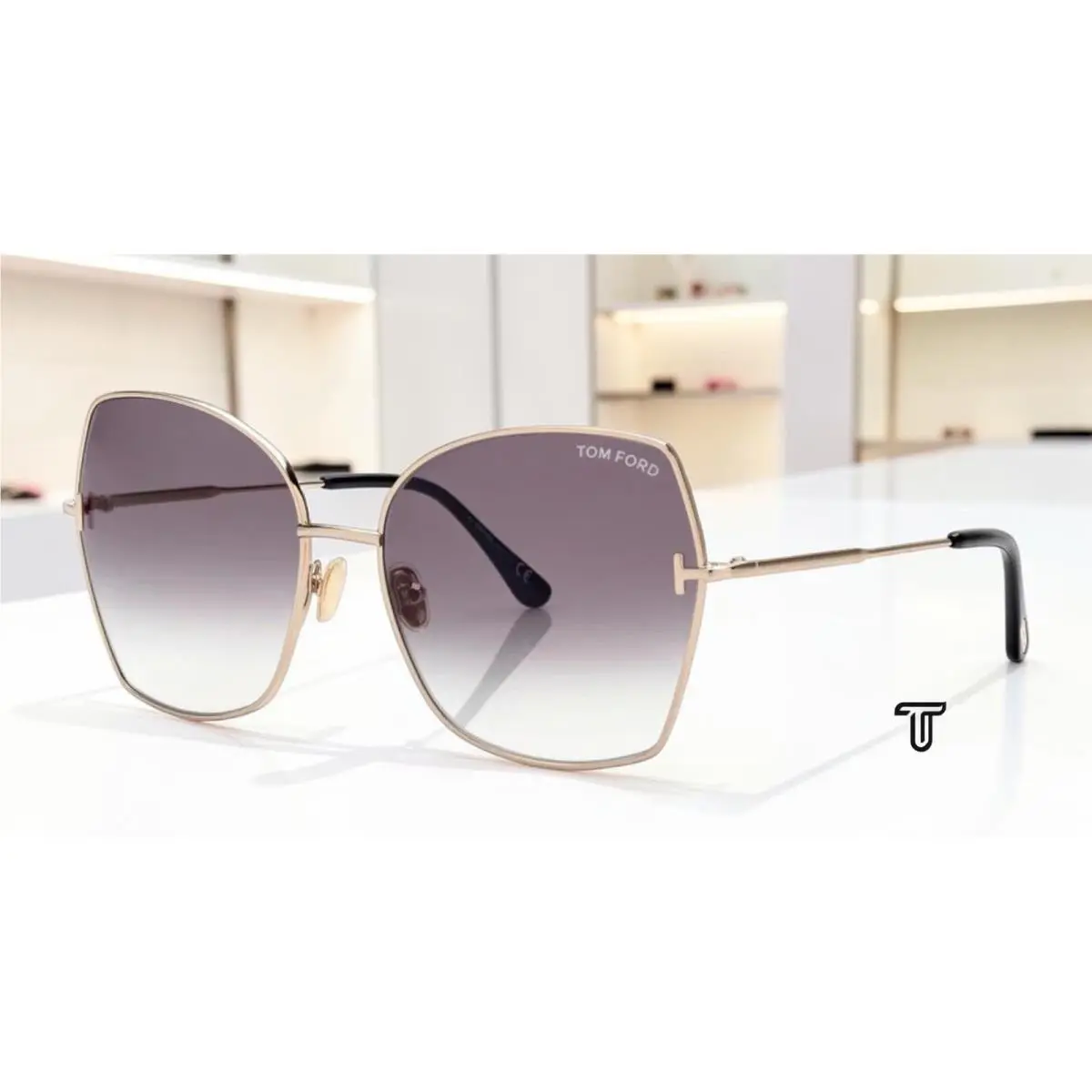 FT0951 28B Farah Metal Rose Gold Gradient Smoke 60mm Women`s Sunglasses by Tom Ford