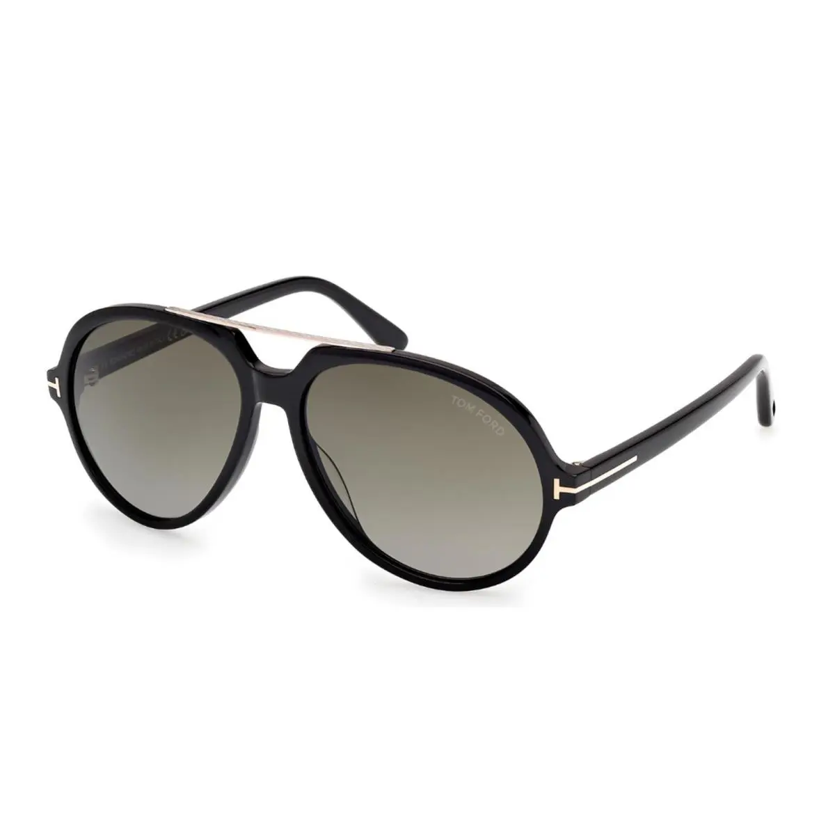Tom Ford Aalto FT1210 Shiny Black/smoke Gradient 01B Sunglasses - Frame: Shiny Black, Lens: Smoke Gradient