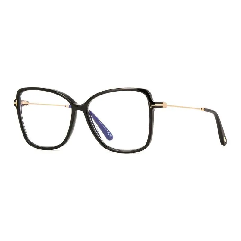 Tom Ford FT5953-B 001 Shiny Black/clear Blue Light Block 55mm Eyeglasses