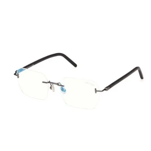 Tom Ford FT5934-B 012 Black-dark Ruthenium/blue Block Lenses Men`s Eyeglasses
