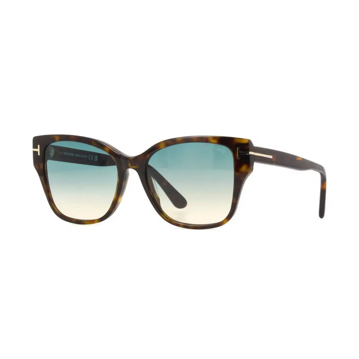 Tom Ford Elsa FT 1108 Dark Havana/blue Green Shaded 52P Sunglasses - Frame: Dark Havana, Lens: Blue Green Shaded