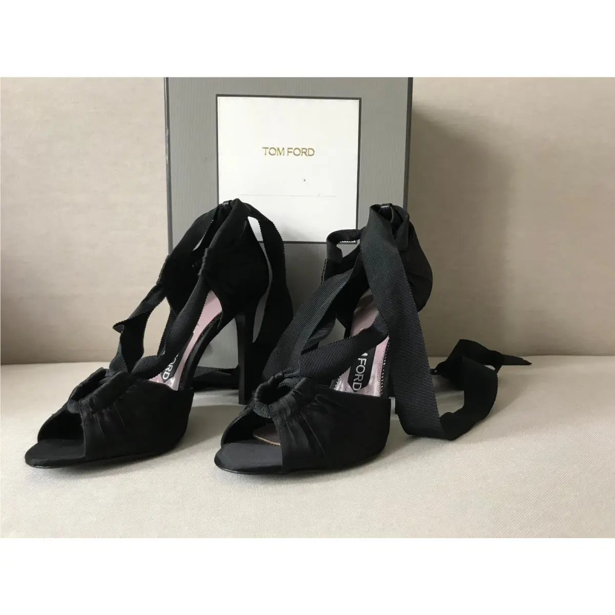 Classic Black Satin Sandals 36.5 Retail W036T7-STN-BLK by Tom Ford