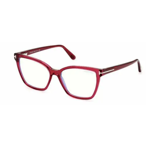Tom Ford FT5812B 074 Transparent Fuchsia Blue Block Butterfly Women`s Eyeglasses