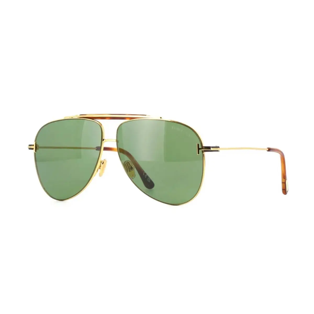 Tom Ford Brady FT 1018 Shiny Gold/green 30N Sunglasses