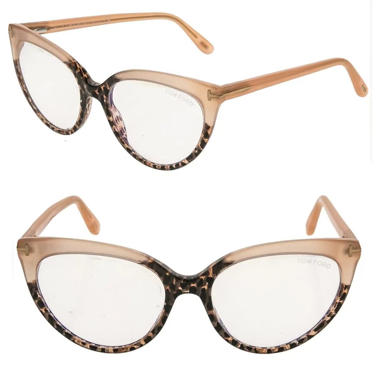 Tom Ford TF5674B 055 Coral Animal Print Blue Block Optical Style Eyeglasses 5674
