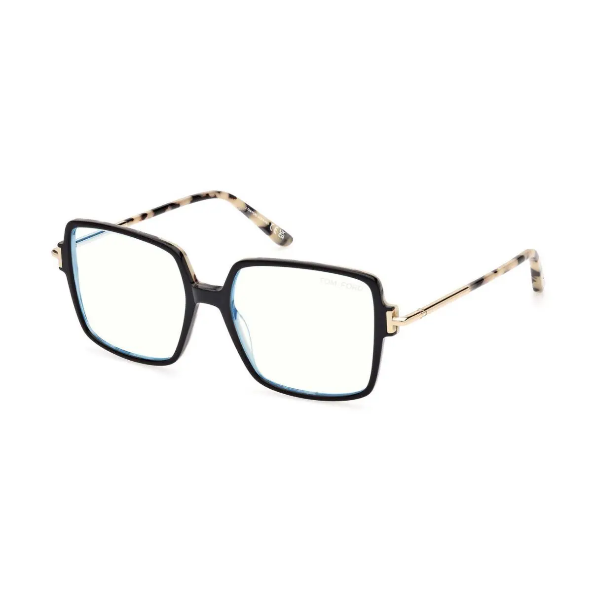Tom Ford FT5915-B Blue Block Shiny Black and Havana with Gold 005 Eyeglasses