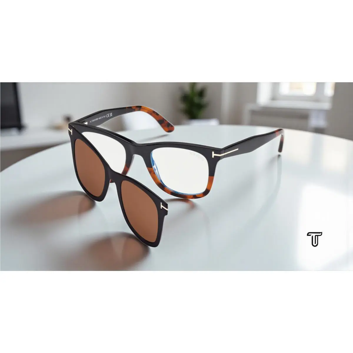 Tom Ford FT5970 B 005 BB Black Other 50 mm Men`s Eyeglasses Clip On Sunglasses
