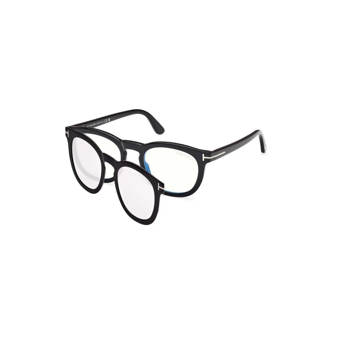 Tom Ford FT 5993 B 005 Shiny Black Blue Light Block 50mm Eyeglasses with Clip-on
