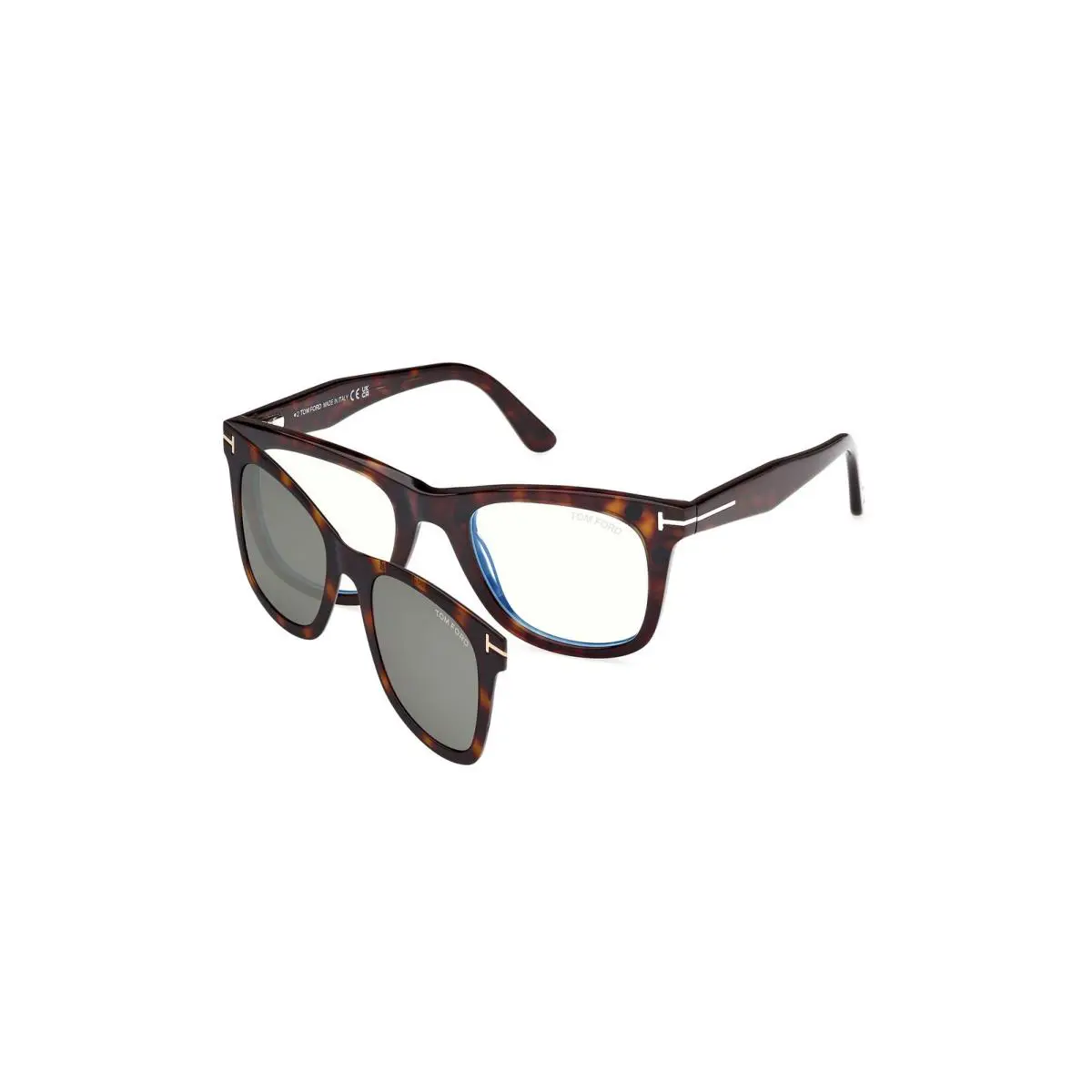 Tom Ford FT5970-B 052 Eyeglasses Men`s Dark Havana Full Rim 50mm W/clip On