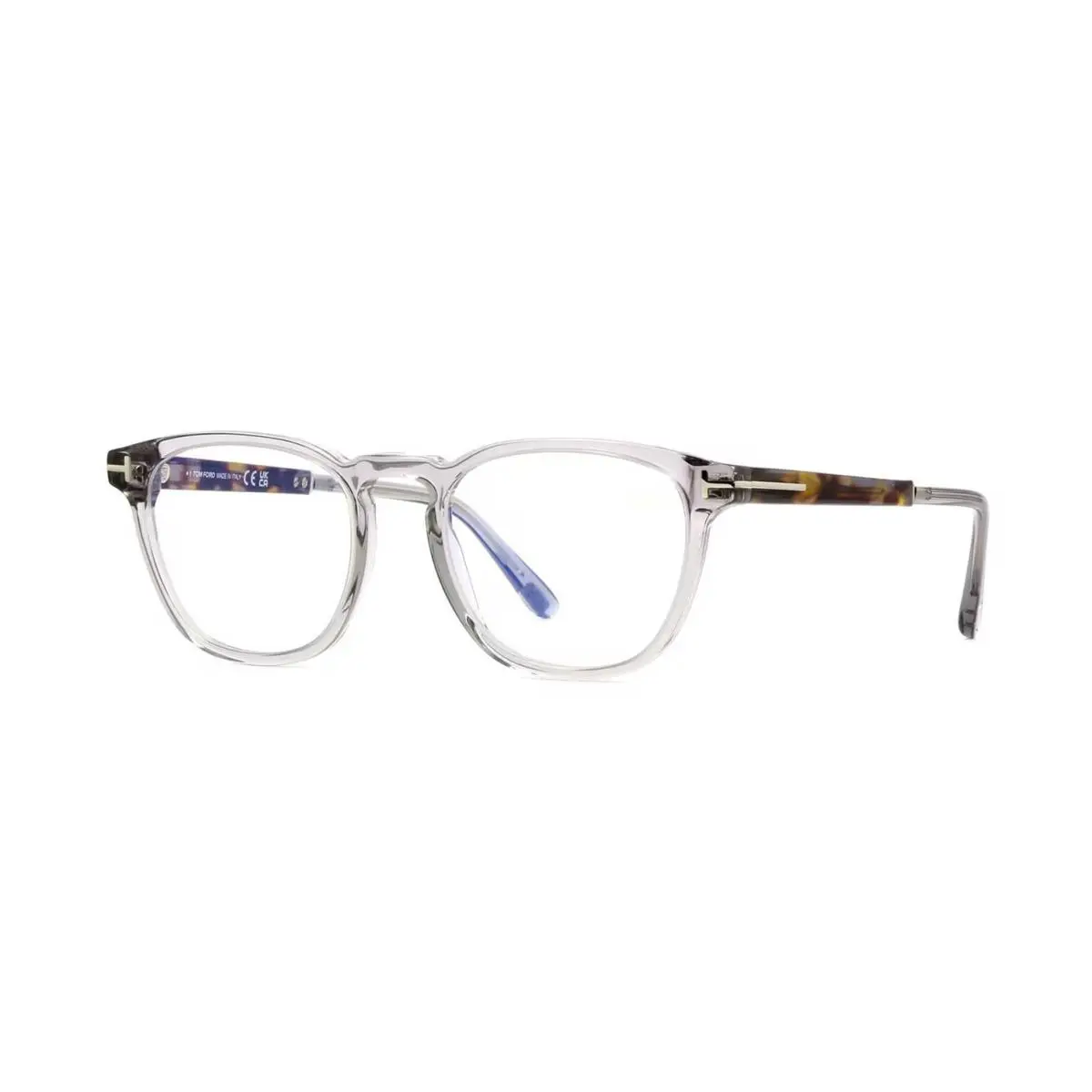 FT5890-B Blue Block Light Grey Crystal with Havana 020 Eyeglasses by Tom Ford