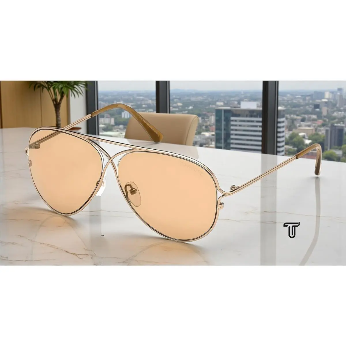 Tom Ford FT0488 P 28E N.4 Titanium Shiny Rose Gold Brown 59 mm Men`s Sunglasses