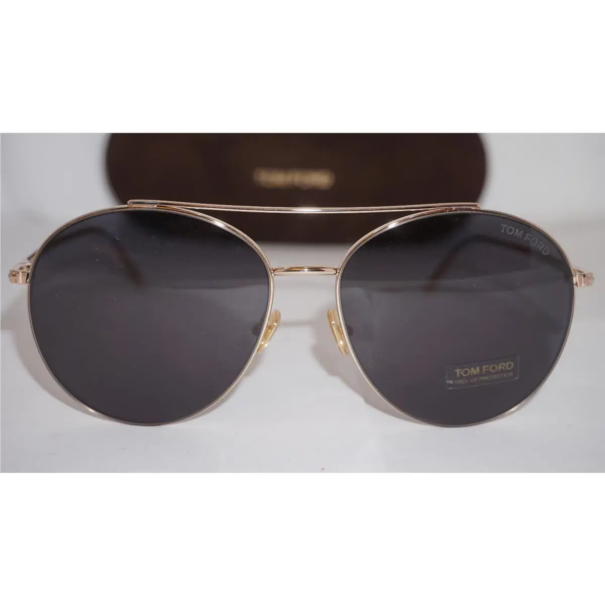 Tom Ford Sunglasses Cleo Aviator Round Gold Blue TF757 28A 59 16 140