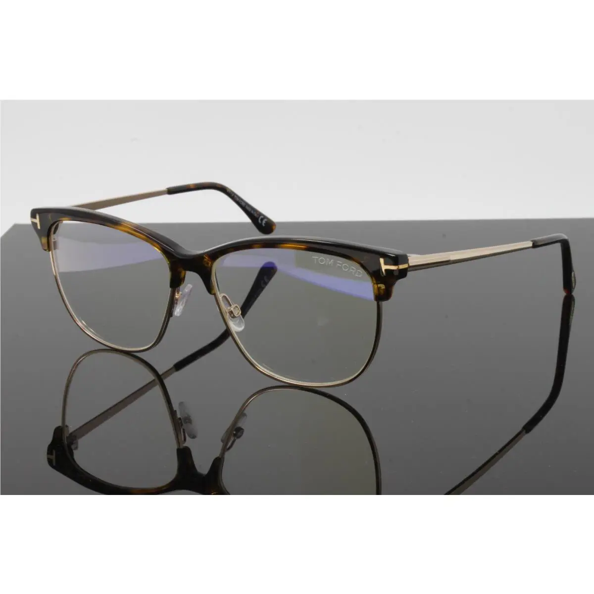 Tom Ford Eyeglasses Blue Block Lens Women`s Square Havana Gold 54mm FT5546BV-052