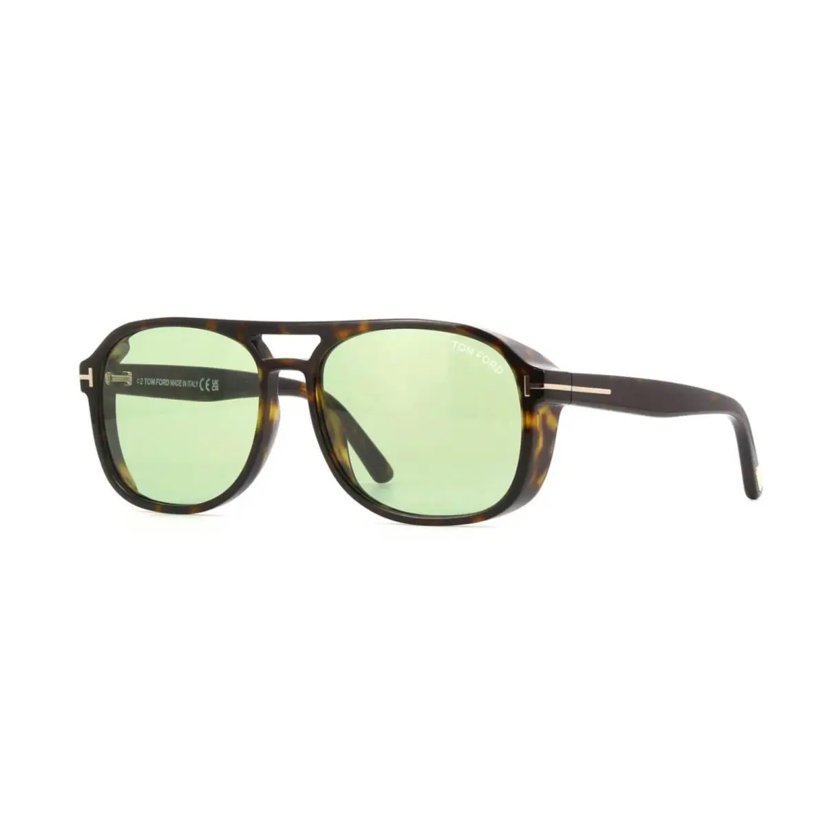 Rosco FT 1022 Dark Havana/light Green 52N Sunglasses by Tom Ford