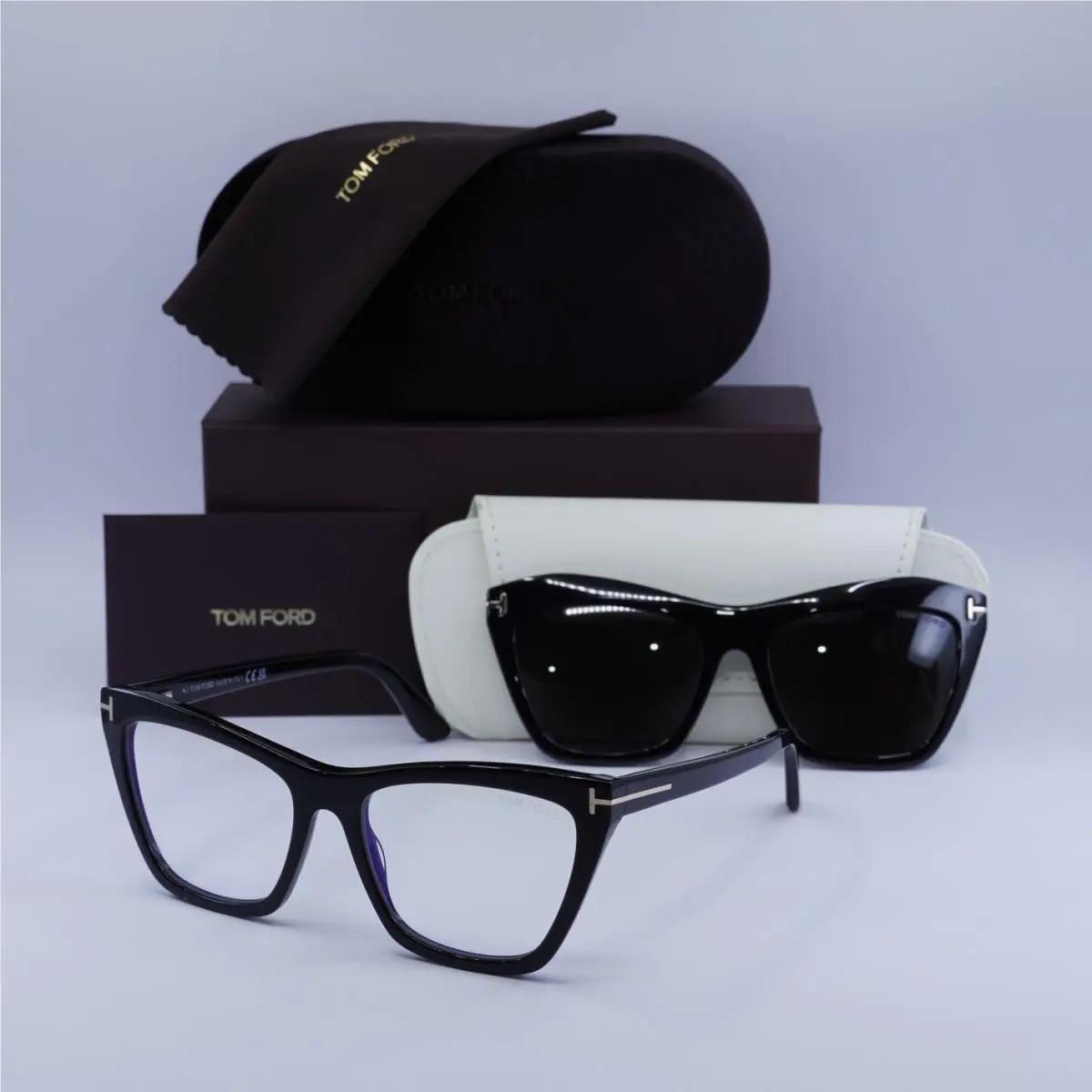 Tom Ford FT5971-B 001 Shiny Black/clear Blue Light Block with Magnetic