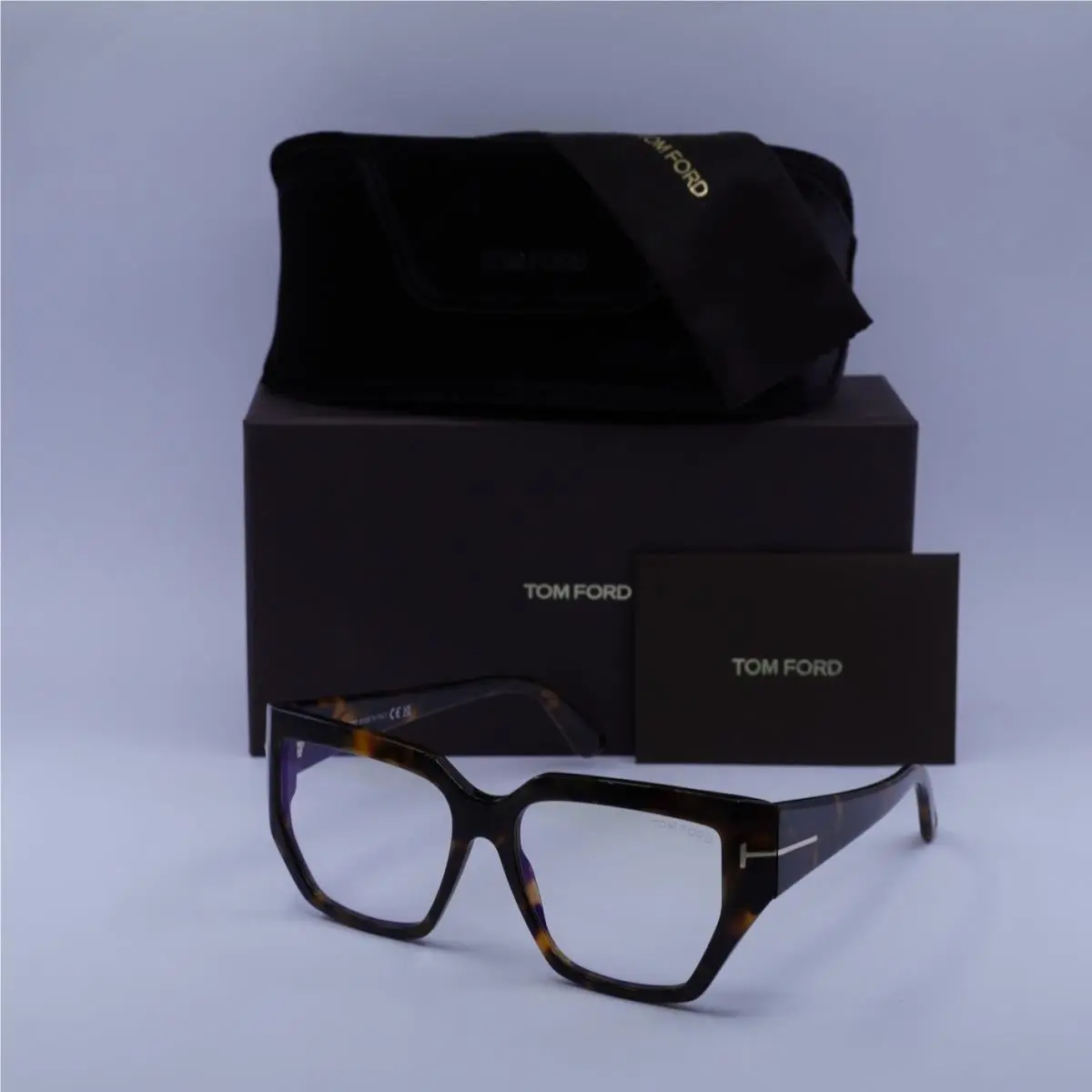 Tom Ford FT5951-B 052 Dark Havana/clear Blue Light Block Lenses 54mm