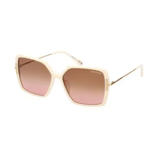 Joanna FT1039 25F Shiny Ivory/gradient Brown Square Women`s Sunglasses by Tom Ford