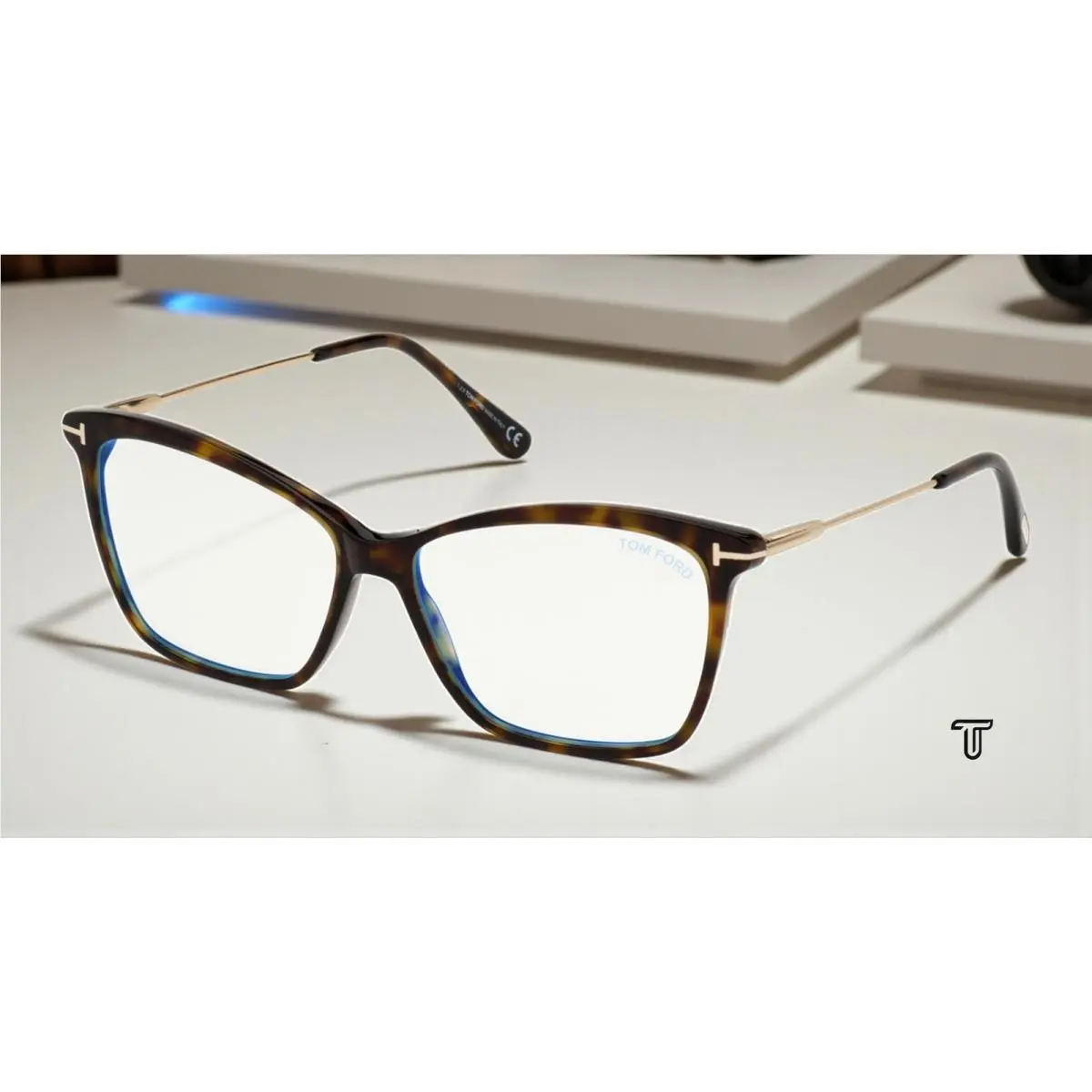 Tom Ford FT5687-B 052 Square Dark Havana Demo Lens 56 mm Women`s Eyeglasses