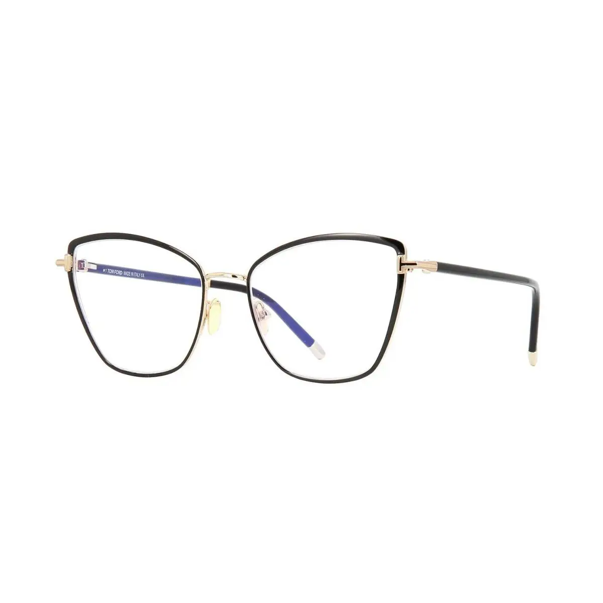 Tom Ford FT 5740-B Blue Block Shiny Black Gold 001 Eyeglasses - Frame: Shiny Black Gold