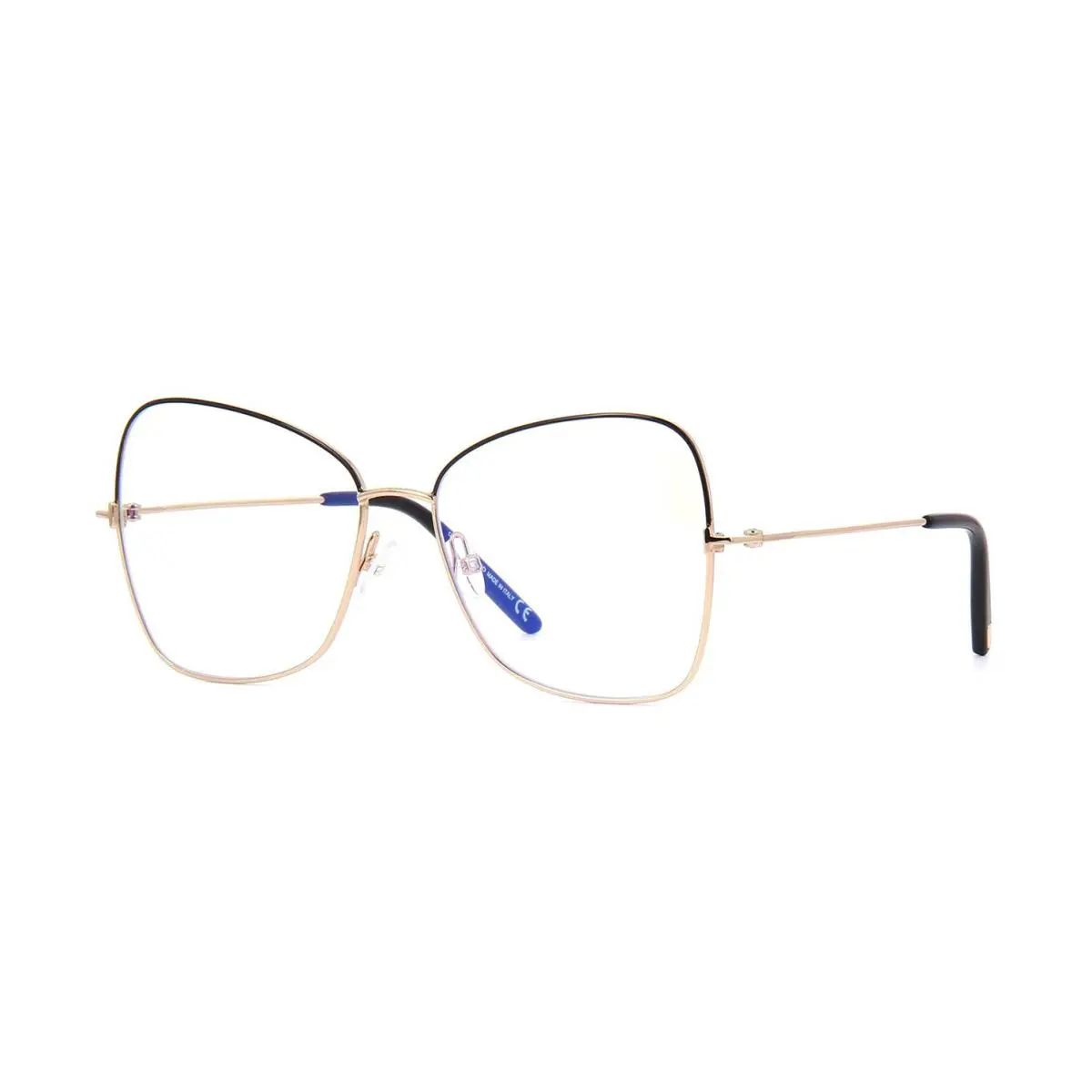 Tom Ford FT 5571-B Blue Block Shiny Black Gold 001 C Eyeglasses