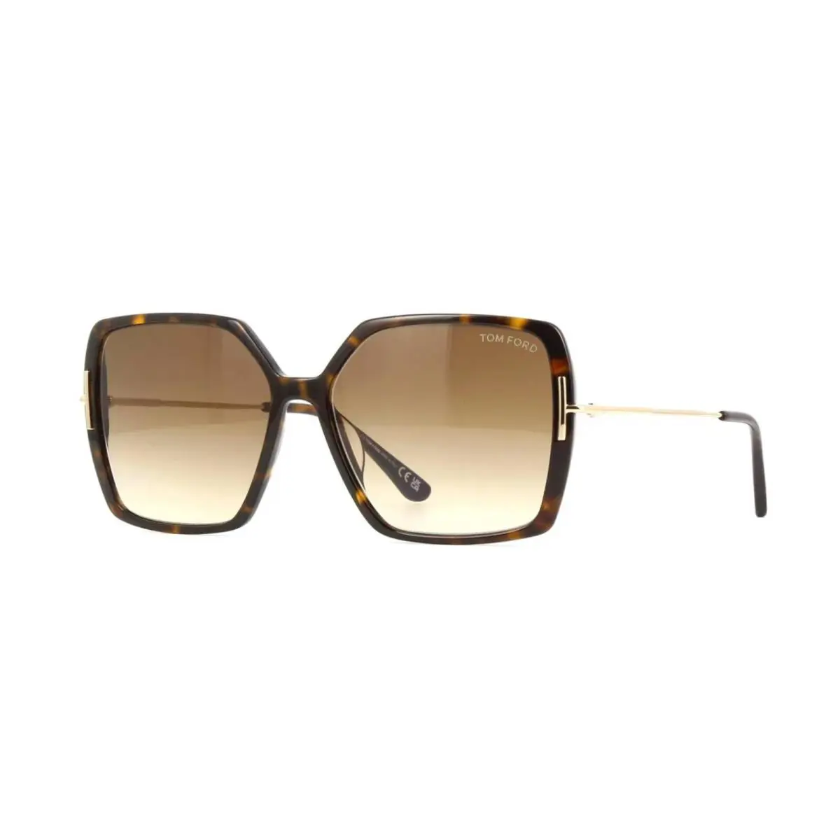 Tom Ford Joanna FT 1039 Dark Havana and Gold/brown Shaded 52F Sunglasses - Frame: Dark Havana And Gold, Lens: Brown Shaded