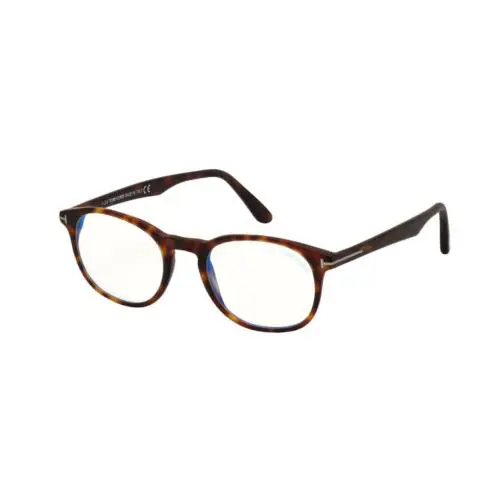 Tom Ford FT 5680-F-B 054 Matte Red Havana/blue Block Men`s Eyeglasses