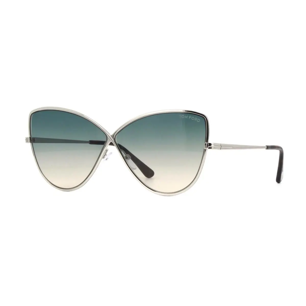 Tom Ford ELISE-02 FT 0569 Shiny Palladium/blue Green Shaded 16W Sunglasses