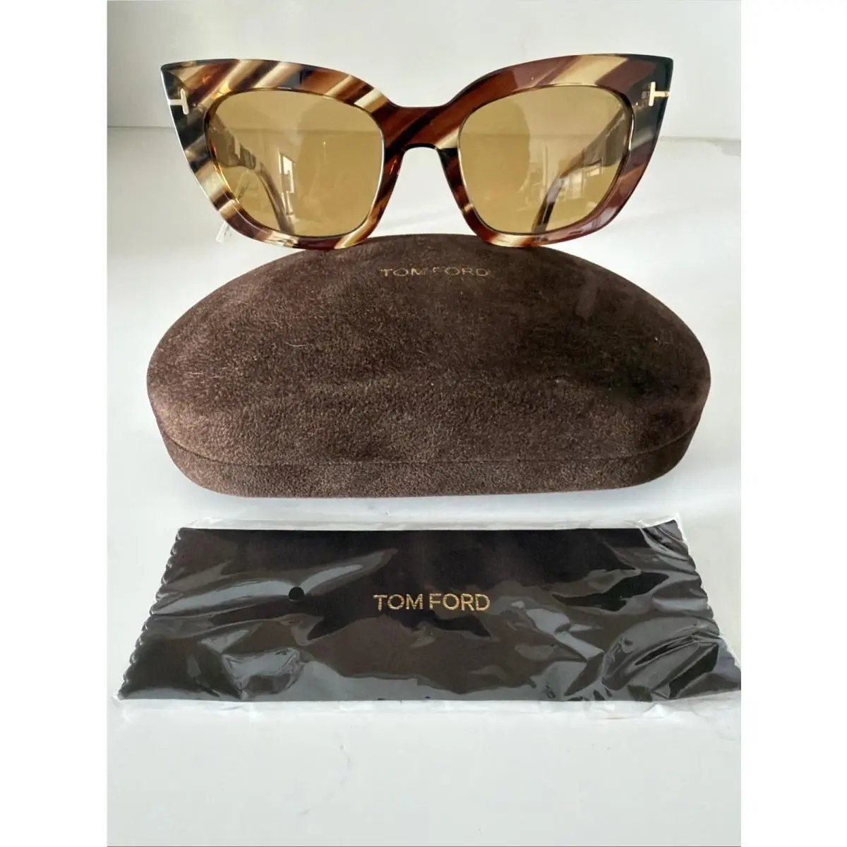Tomford Athena TF1190 53E Dark Havana/brown Polarized Cat-eye Women`s Sunglasses by Tom Ford