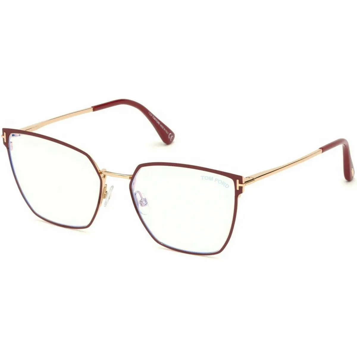 Tom Ford FT 5574 B 069 Red Enamel /shiny Rose Gold Eyeglasses