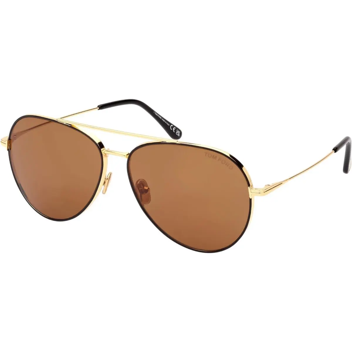 FT0996 01J Sunglasses Shiny Black Gold Frame Brown Lenses 62mm by Tom Ford