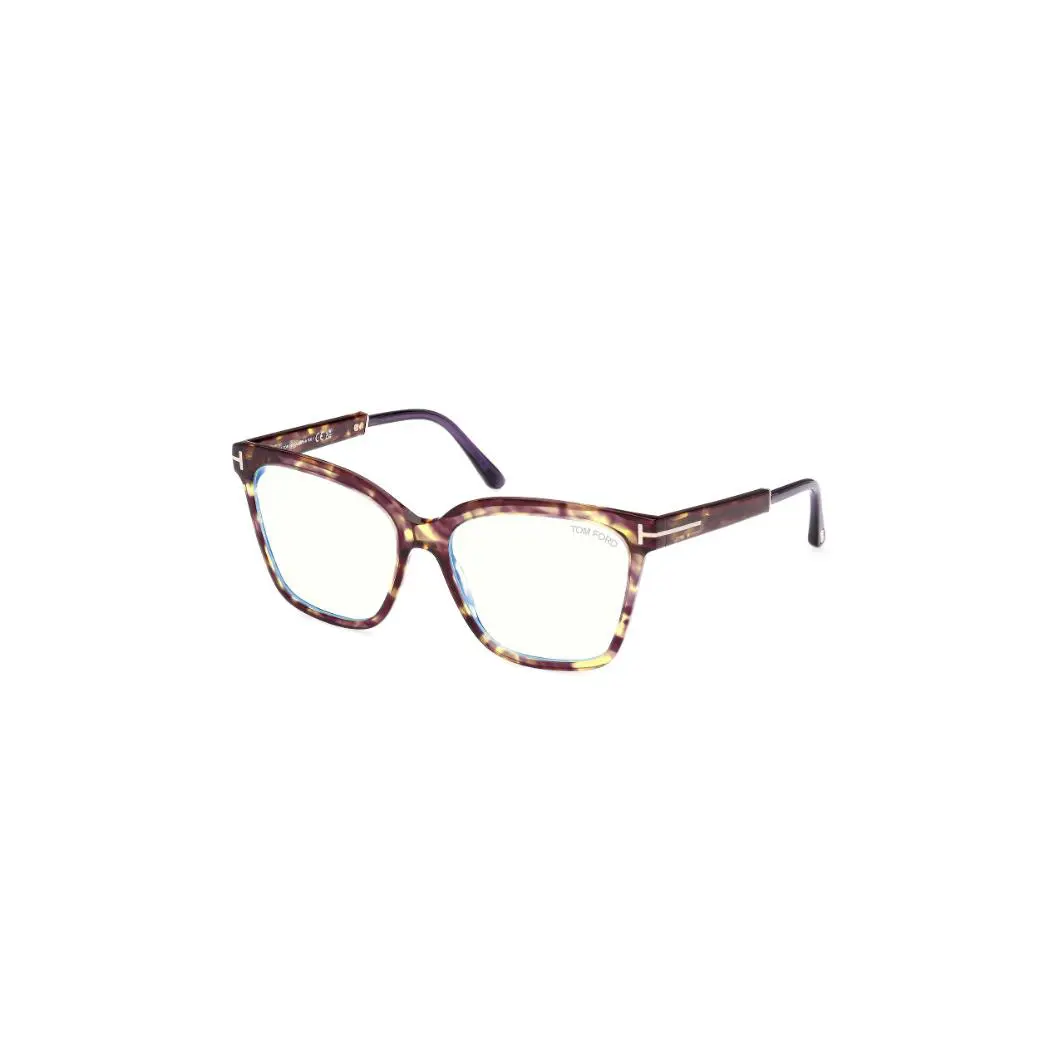 Tom Ford FT5892 055 Coloured Havana Blue Block Lenses Women`s Eyeglasses